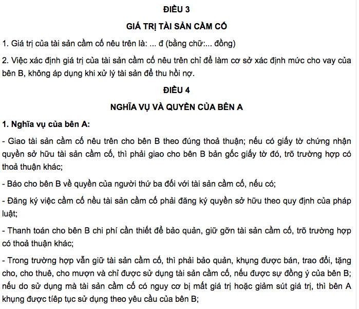 Hợp đồng cầm đồ F88? Mẫu giấy vay cầm đồ lãi suất thấp