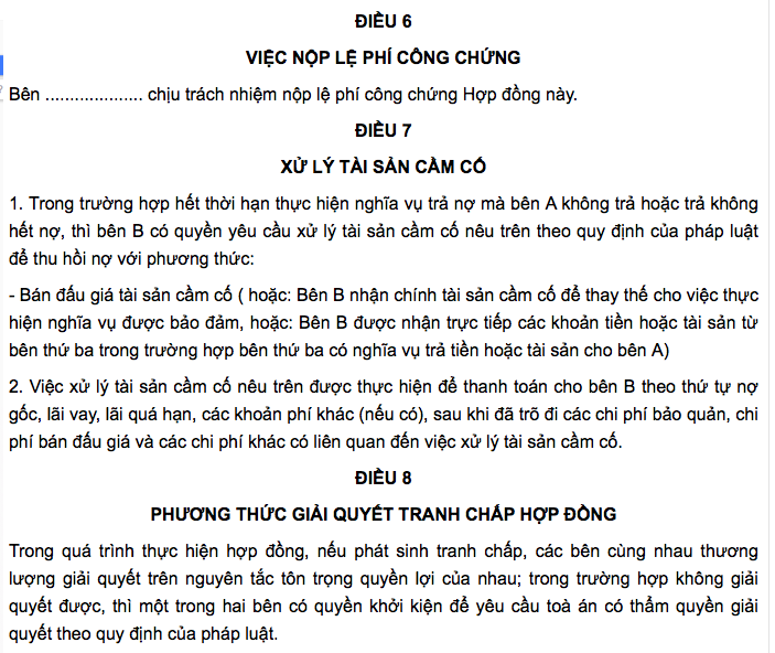 Hợp đồng cầm đồ F88? Mẫu giấy vay cầm đồ lãi suất thấp